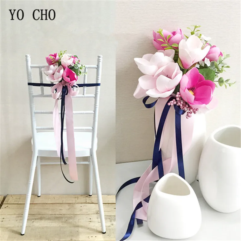 

YO CHO artificial silk flowers Orchid chair back flower wdding Bridesmaind Bouquet home decoration accessories wedding flower
