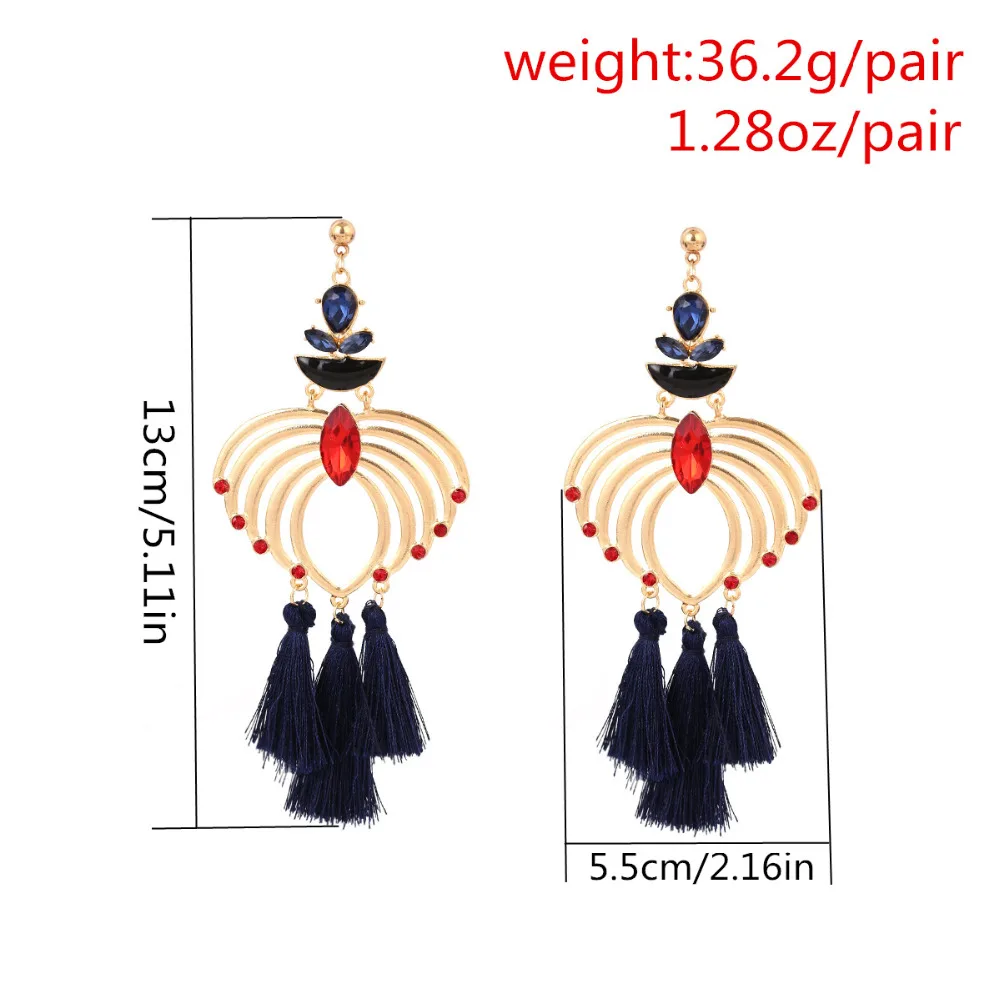 Siywina Мода ретро Народная Стиль преувеличены Серьги Кристалл Бахромой длинные