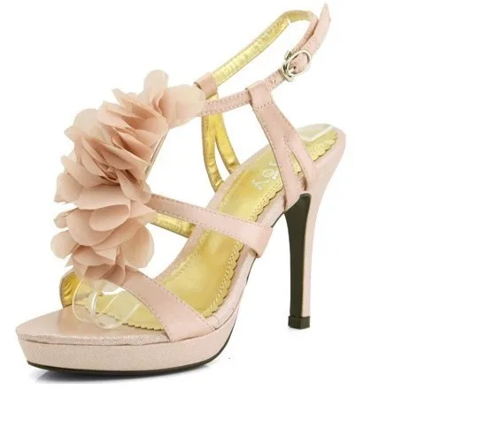 

Open toe lady's Sandal shoes high heel bridal shoes lace flower wedding dress shoes beaded Prom Evening Party Dress Lady Bridal