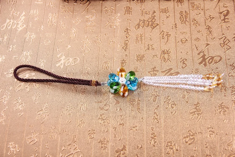 Роскошные повезло благословение цветок кристалл автомобиль Стайлинг красочные