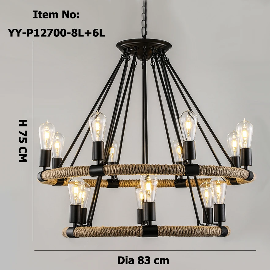 Винтажная большая кольцевая веревка в стиле ретро с металлической опорой