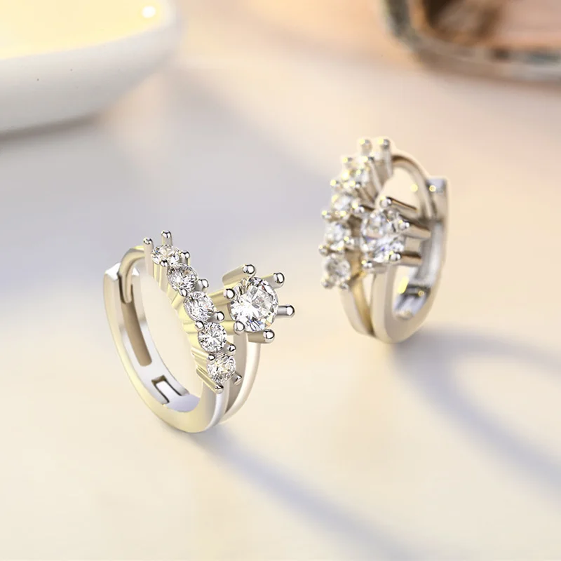 JYouHF 2020 Small Shiny Cubic Zirconia Earrings for Girls Beautiful White Gold Plated Crystal Hoop Fashion Jewelry Gift | Украшения и