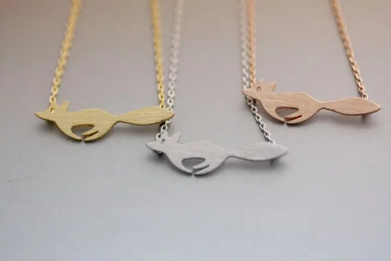 Цепочка с подвеской в виде бегущей лисы золотого/серебряного/розового золота для