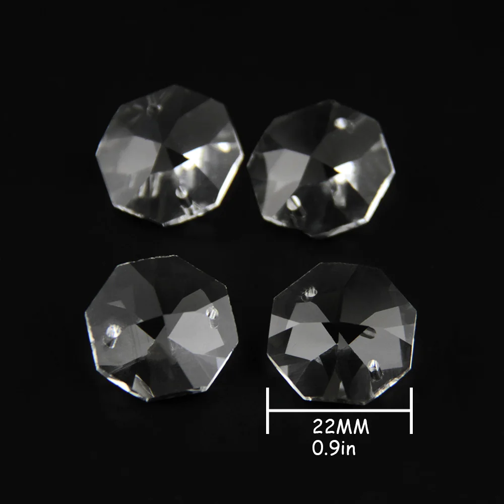 

500pcs 22mm Crystal Glass Prisms Octagonal Beads Lamp Glass Chandelier Parts for Pendant Decoration
