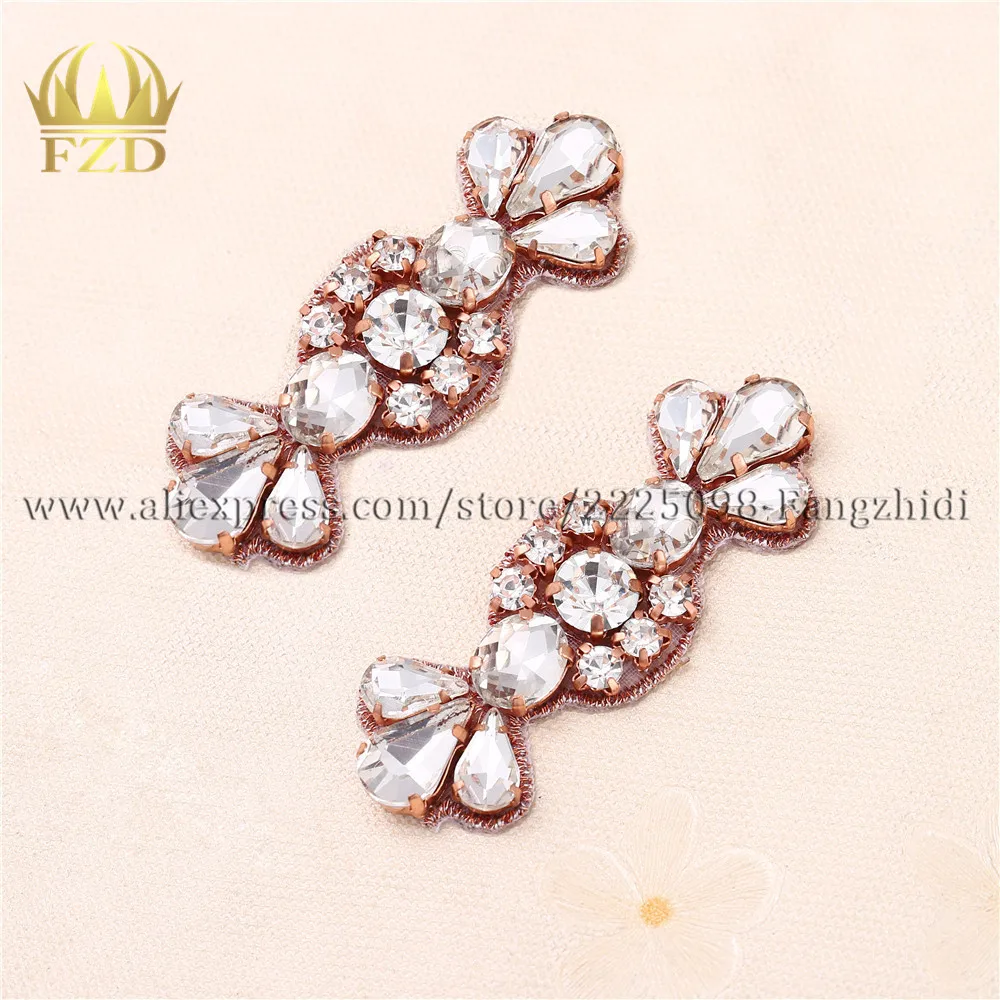 FZD 1 Pair Bridal Wedding Beaded Crystal Rhinestones Applique For Shoes Decor Beading Glass Trimming Waistband Patch | Дом и сад