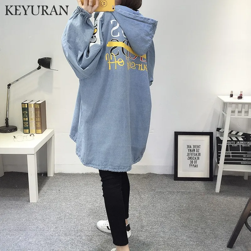 2019 осень бойфренд старинная буква печатная джинсовая куртка с капюшоном куртки