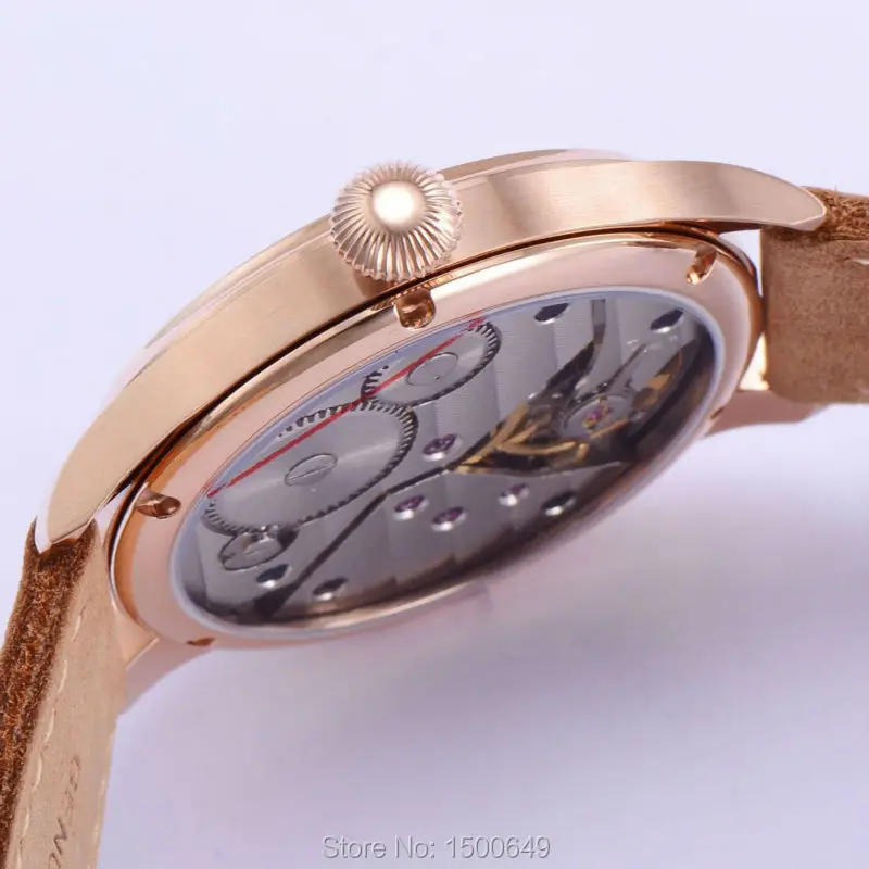 Мужские механические часы Parnis 44 мм с белым циферблатом и золотым ремешком 6497|watch