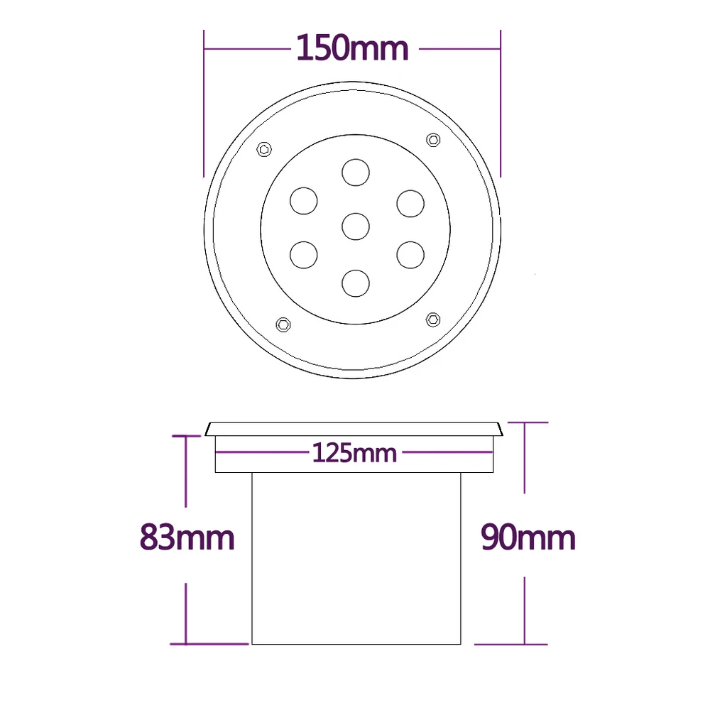 7*1 Вт круглый светодиодный подземный светильник для сцены лестницы садовый