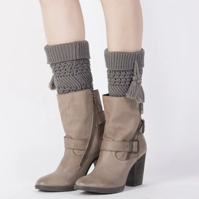 1 пара зимние теплые гетры вязаные крючком носки для ботинок Женские Вязаные