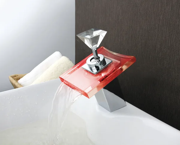 Бесплатная доставка полированный хромированный светодиодный стеклянный кран