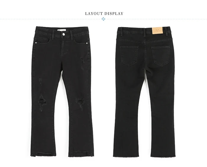 Женские рваные джинсы LEIJIJEANS, повседневные узкие черные джинсы-клеш до щиколотки с бахромой и средней талией, модель 6252 большого размера на осень