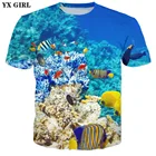 YX GIRL 2018 летняя новая мужская футболка с 3d принтом животных, пингвина, слона, песца, морской рыбы, крутые повседневные футболки