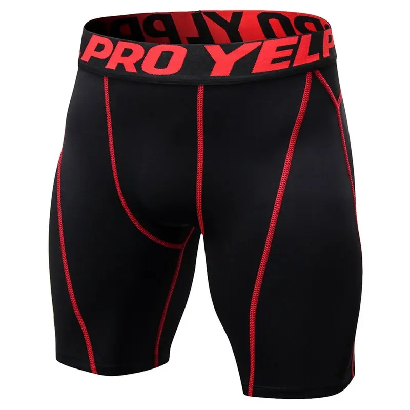 Black Red Мужские шорты для бега, трико, брюки, спортивные штаны для фитнеса, бега, спортзала, быстросохнущие спортивные шорты, компрессионное нижнее белье для мальчиков - Цвет: Black Red