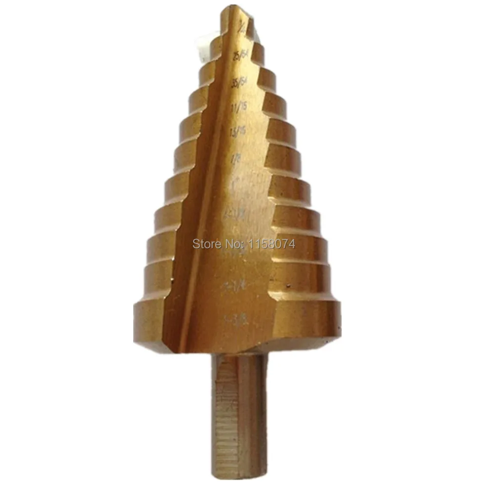 1/4-1-3/8'' 10 Sizes HSS Step Cone Drill Titanium Bit Set Hole Cutter Reamer Counterbore Fit Steel Wood Metal Plastic Iron Plate |