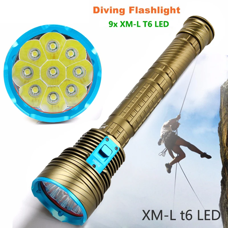 Бесплатная доставка Водонепроницаемый 100 м 5000LM 9XT6 светодиодный 3 mode Дайвинг