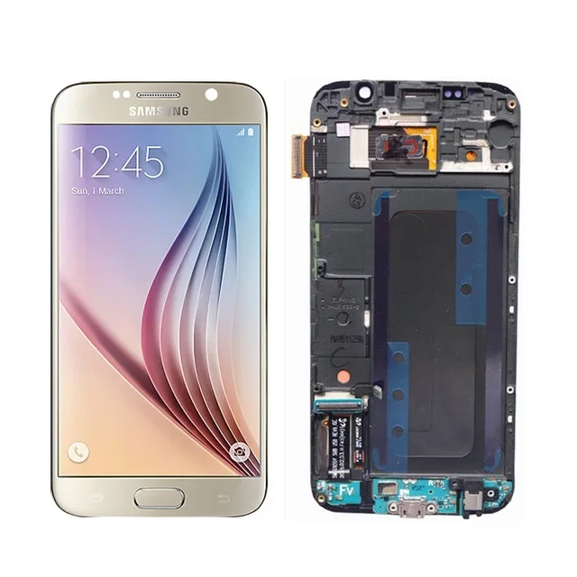 5," Super AMOLED Замена для Samsung Galaxy S6 G920 G920F G920FD SM-G920F ЖК-дисплей с сенсорным экраном в сборе с рамкой