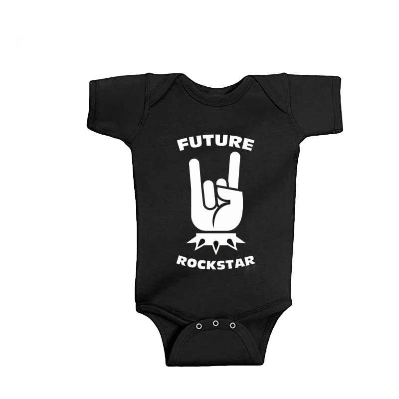 

Rock Black Cotton Short Sleeve Baby Bodysuit Baby Boys Girls Clothes Funny Baby Clothes 0-24M