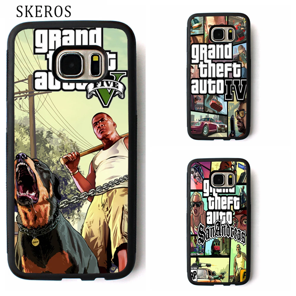 SKEROS GTA V 5 Franklin and Chop cover case for samsung galaxy S3 S4 S5 S6 S7 S8 edge Note 3 4 #rr220 |