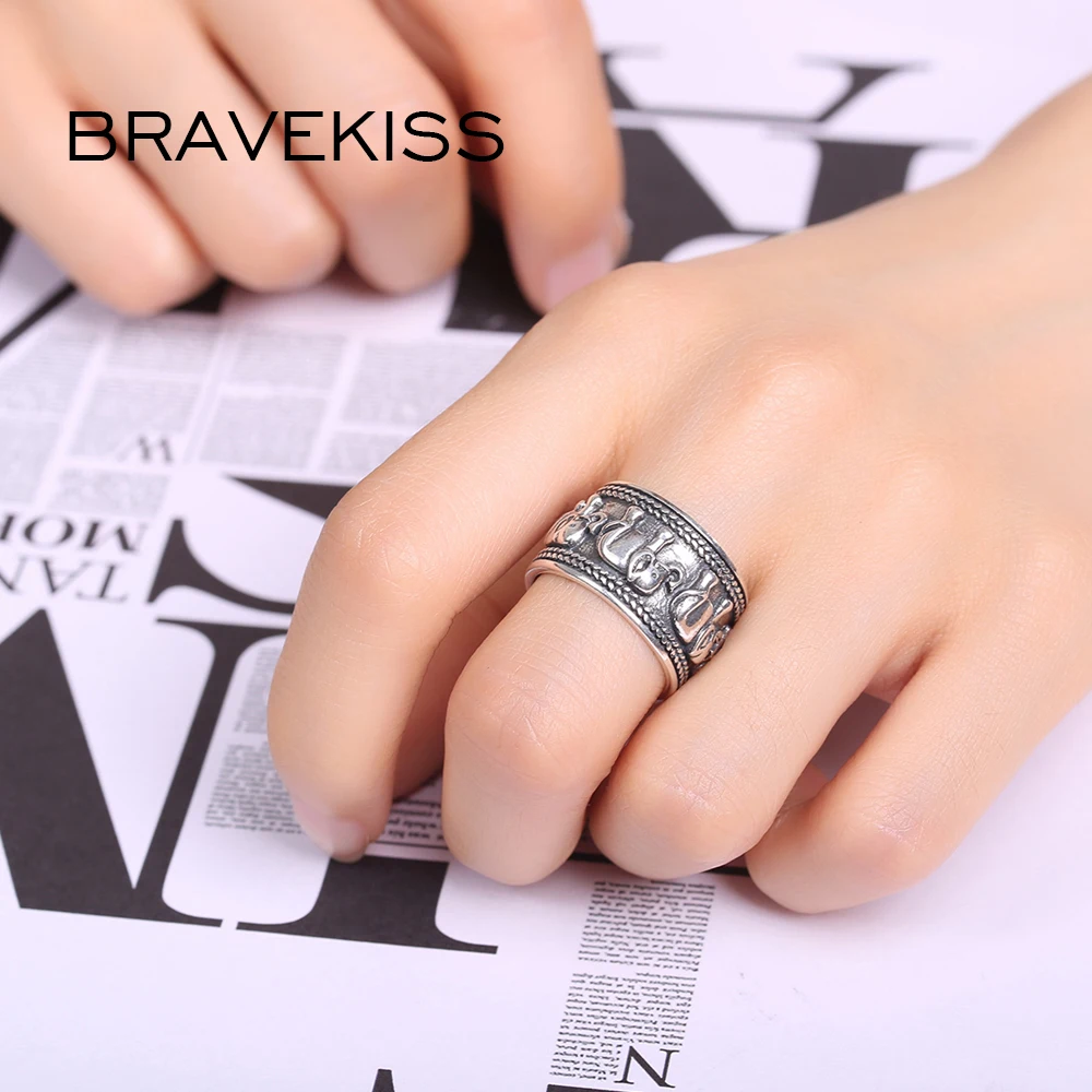BRAVEKISS кольцо из стерлингового серебра 925 пробы с изображением слона античное