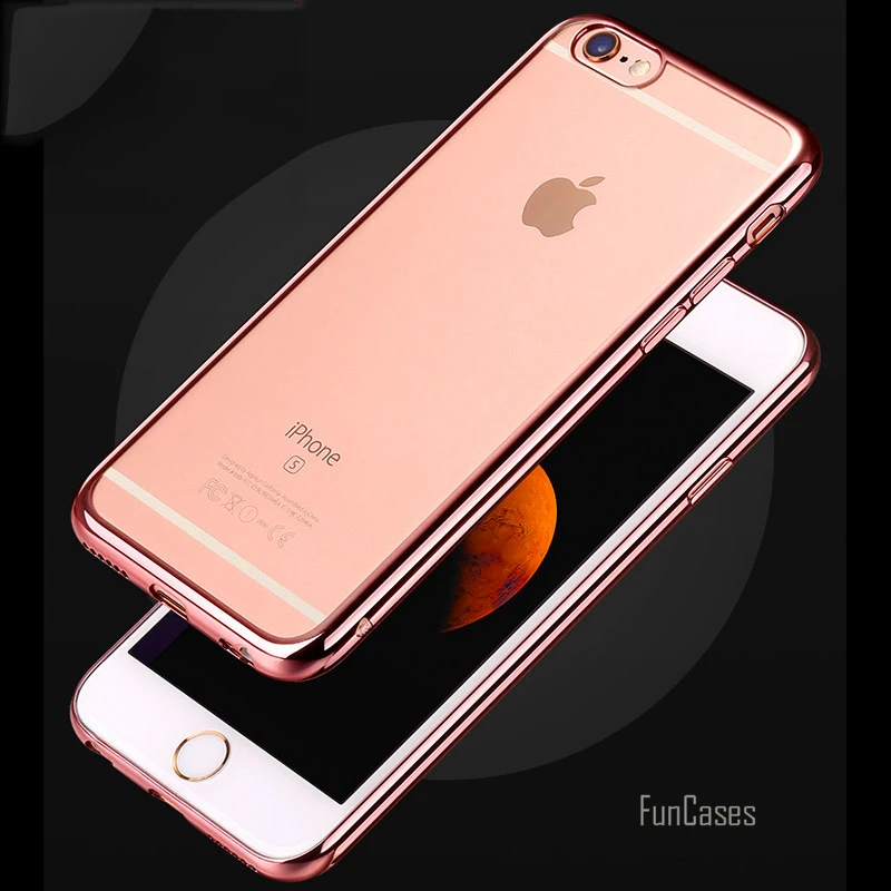 Роскошный мягкий силиконовый чехол для iPhone 5 5S 5C SE 6 S 7 Plus позолоченная Гибкая