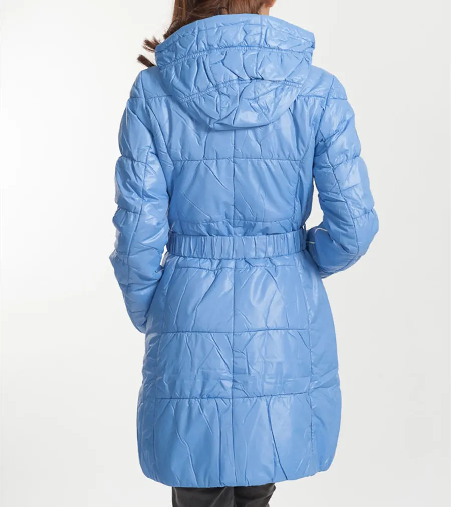 Куртка женская тонкая модная длинная карамельного цвета зимняя 2017|fashion winter jacket