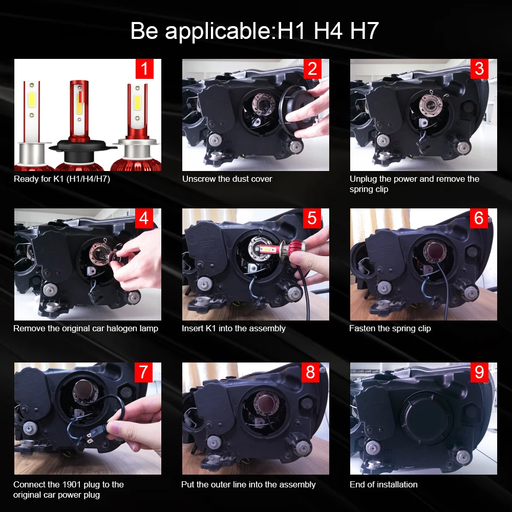 COB Чип H1 H4 H7 комплекты для преобразования светодиодных фар H11 9005 9006 HB3 HB4