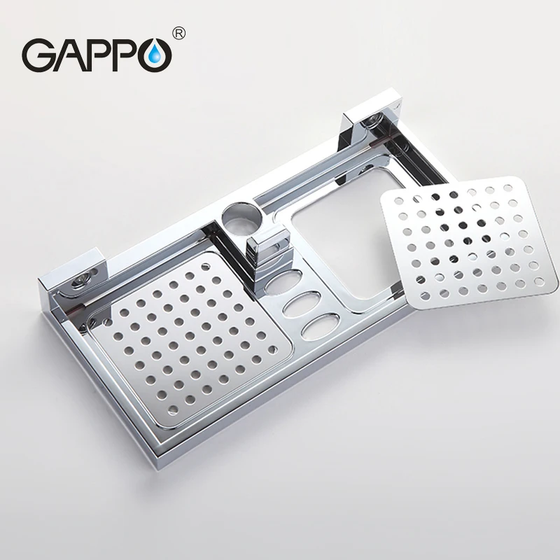 

GAPPO Simplicity Bathroom Shower Slide Bar Aluminum Shower Sliding Bar Sliding Bath Shower ABS Chrome With Shelf Shower SetG8010