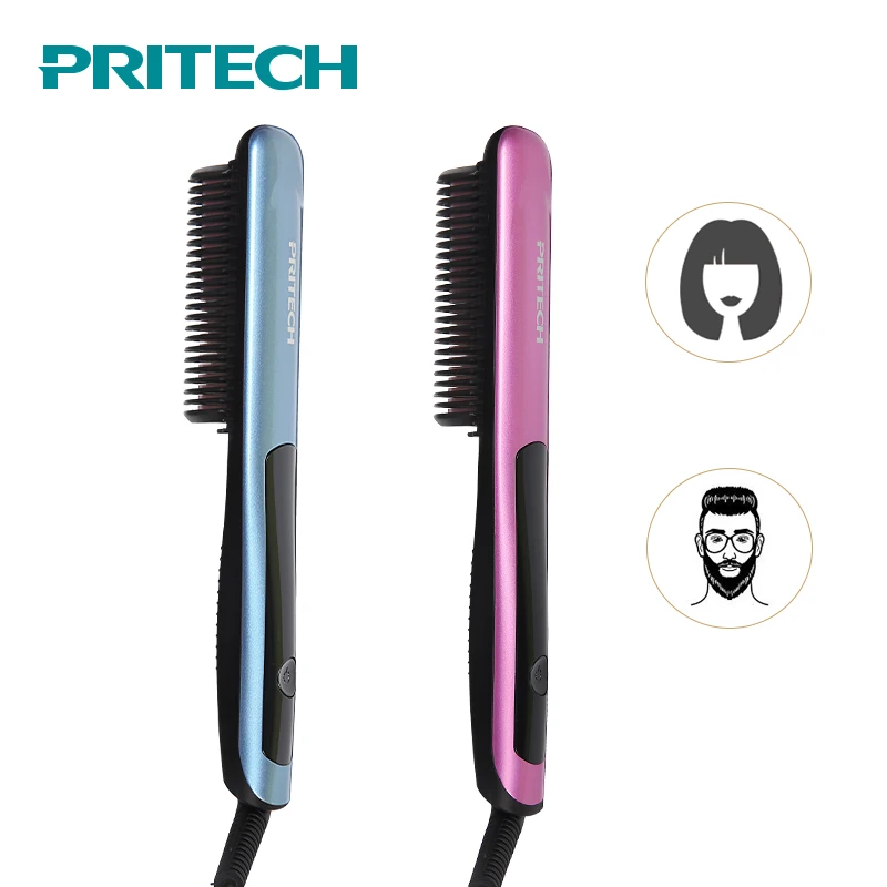 Pritech щетка для выпрямления волос светодиодный дисплей быстрый нагрев v образной