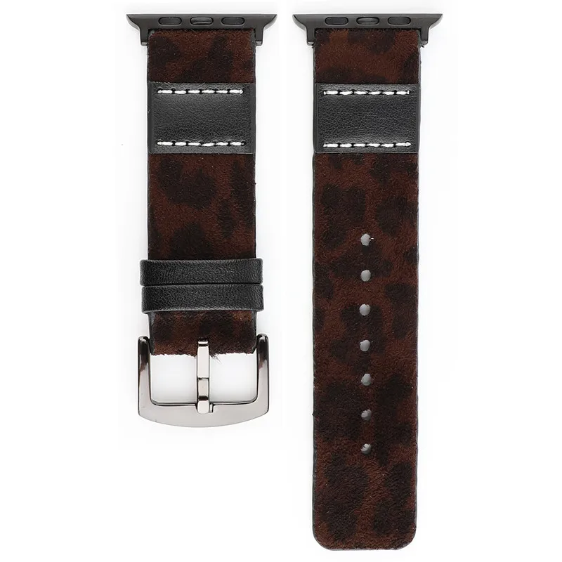 Леопардовый напечатанный ремешок для apple watch band series 4 3 2 1 Замена поводок собаки для apple iwatch 38 мм 40 мм 42 мм 44 мм - Цвет ремешка: Коричневый