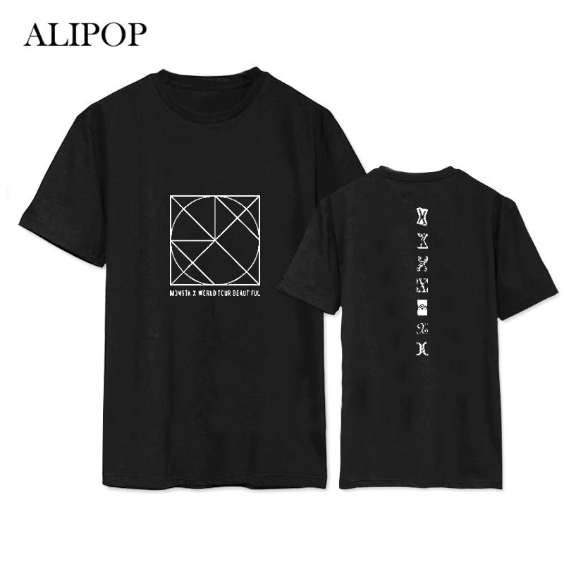 K Pop Kpop MONSTA X Be Beautiful Album Shirts POP повседневная хлопковая одежда футболка топы с