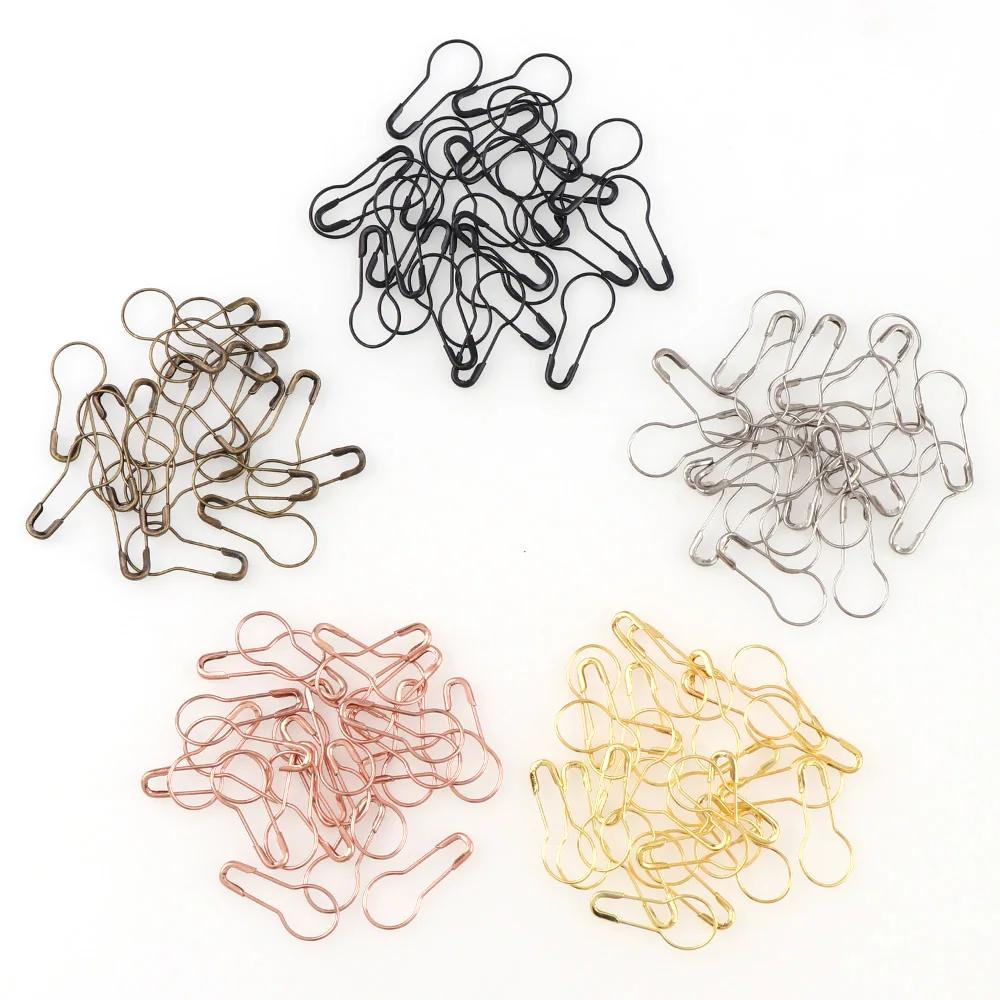 

100Pcs/set Solid Color Gourd Shape Safety Pins DIY Metal Clips Pins Knitting Cross Stitch Marker Tag Pins Clips For Clothes Kits