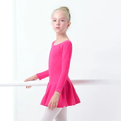 Hot Pink Хлопковое платье для балета для маленьких девочек, детская одежда для балета, Одежда для танцев, тренировочная Одежда для танцев - Цвет: Hot Pink
