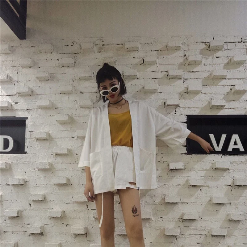 Кимоно блузка рубашка летняя Пляжная kimonos женская для косплея yukata obi Японская