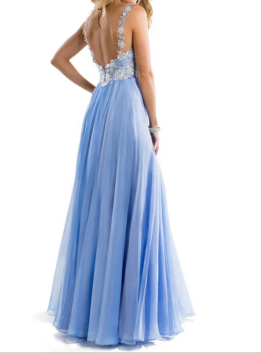 Elegant long chiffon dress Prom gown Evening Sexy deep V-neck Lady's formal gowns Vestido de festa 2015 New arrival | Свадьбы и