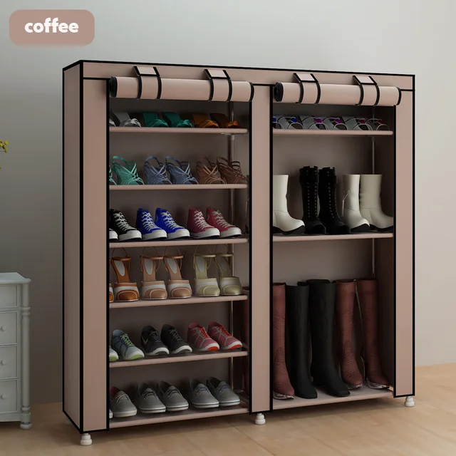 coffee Кофе большой обувной шкаф Организатор 7-слойная 9-сетка из нетканного полотна съемный ящик для хранения обуви для домашней мебели стойка для обуви - Цвет: coffee