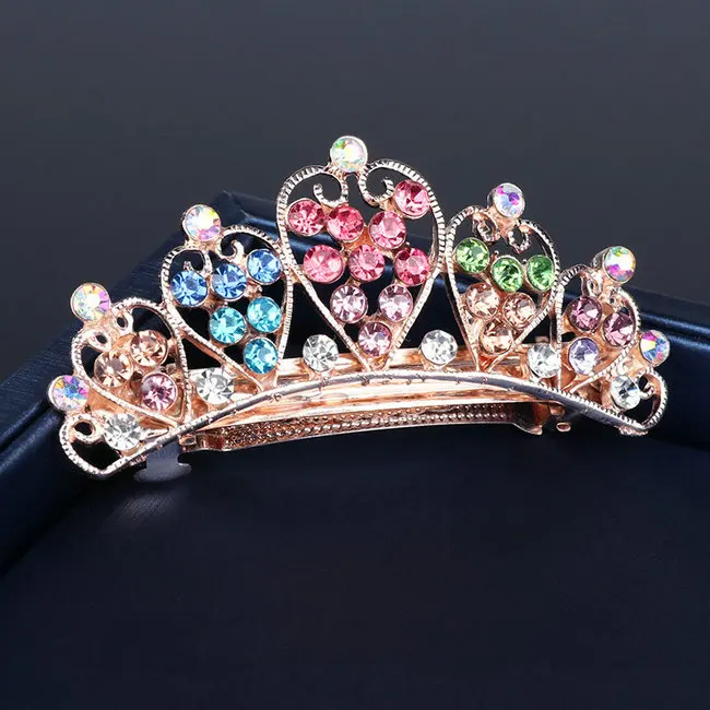 crown colorful Роскошные 19 видов стилей, хрустальные стразы, заколки для волос, аксессуары для волос, заколка для девочек, свадебная корона, цветочные украшения для волос, OL для женщин - Окраска металла: crown colorful