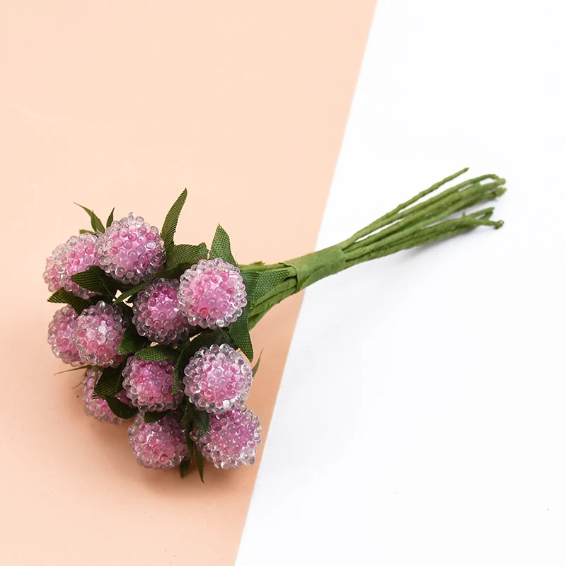 pink 12 шт. искусственные растения, вишня, искусственные фрукты, вазы для украшения дома, свадебные аксессуары, оформление, Подарочная коробка «сделай сам», скрапбукинг - Цвет: pink
