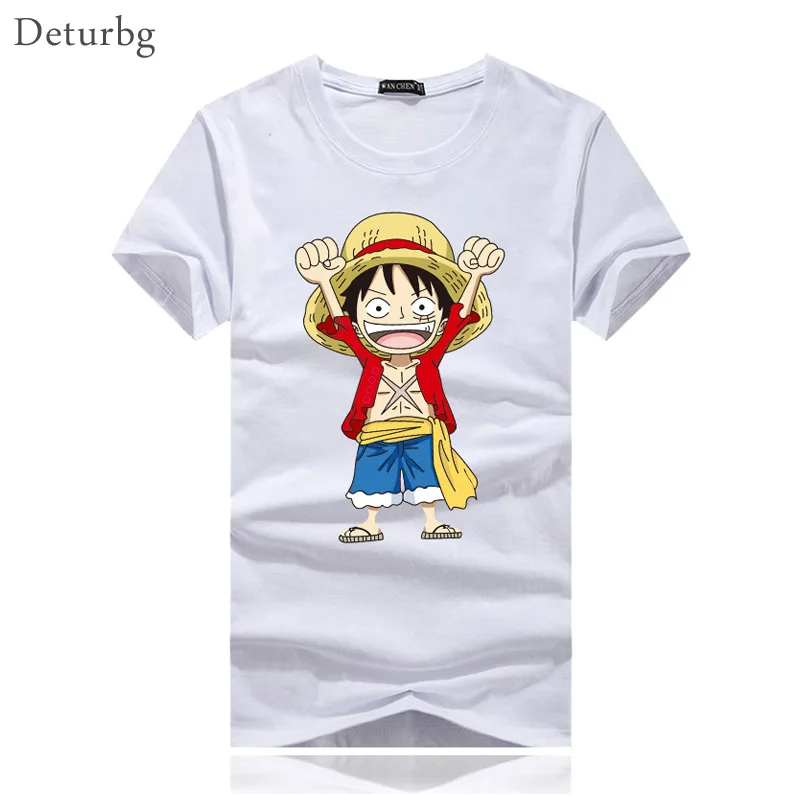 Мужская модная футболка с мультипликационным принтом One Piece Luffy мужская