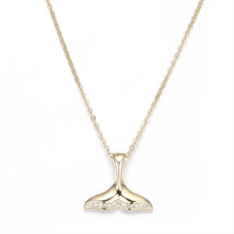 Fashion Creative Fishtail Pendant Necklace Retro Simple Whale Tail Dolphin Lady Charm Beach Accessories | Украшения и аксессуары