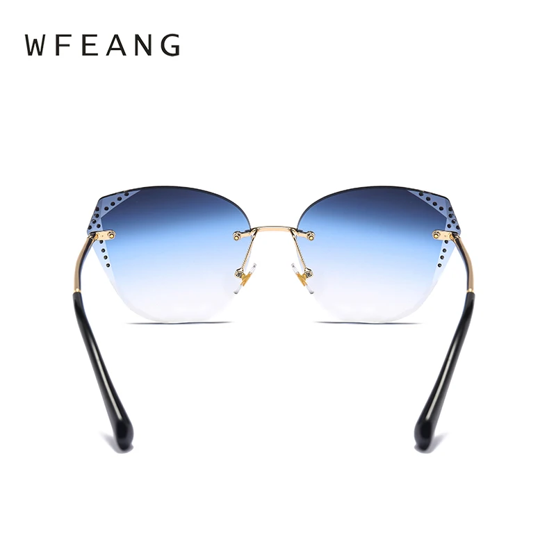 WFEANG 2019 Новый Cat Eye Для женщин солнцезащитные очки бескаркасных Винтаж в форме