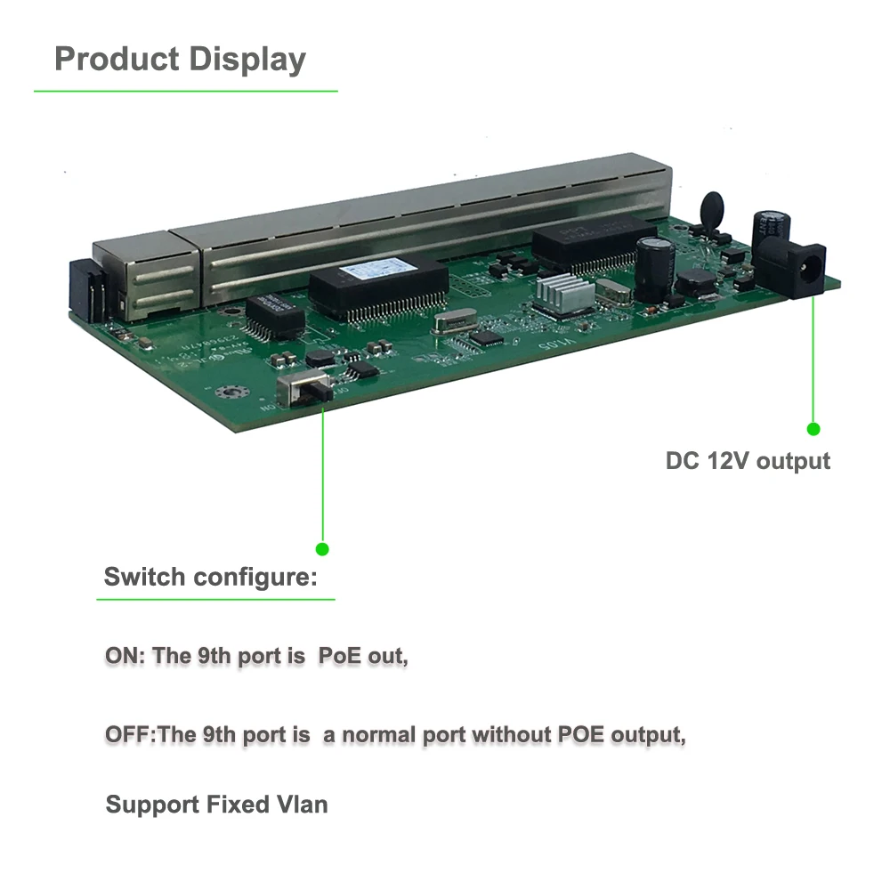 24В 9 портов 10/100 м обратного переключателя 8 обратное питание poe pcb плата 100