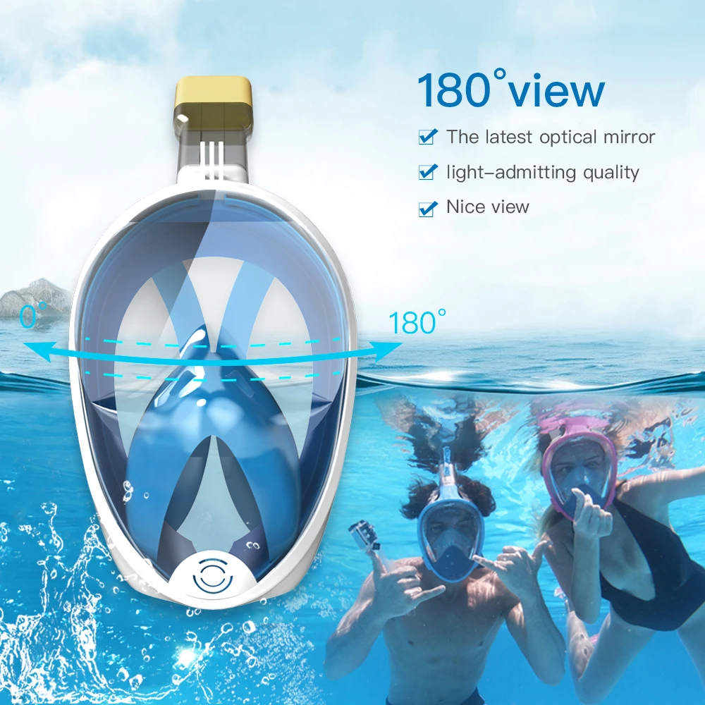 Маска для дайвинга зеленая подводная анти туман панорамная складывающаяся