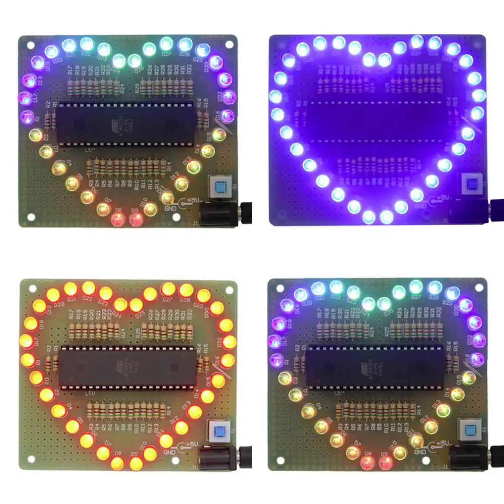 ICOCO 2017 новейший DIY набор в форме сердца светодиодный красный синий цветной