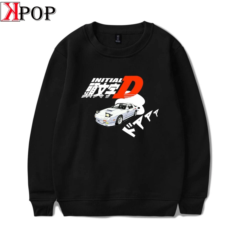 LUCKYFIRDAY Lnlitial D свитшот с круглым вырезом популярные повседневные пуловеры Kpop
