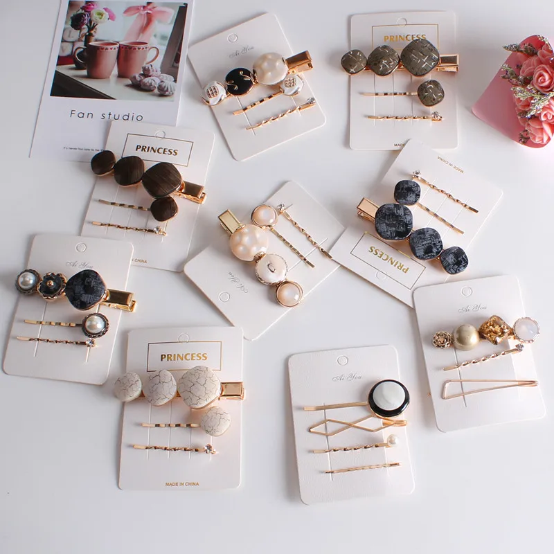 3 шт./компл. винтажная модная Корейская женская заколка для волос с имитацией