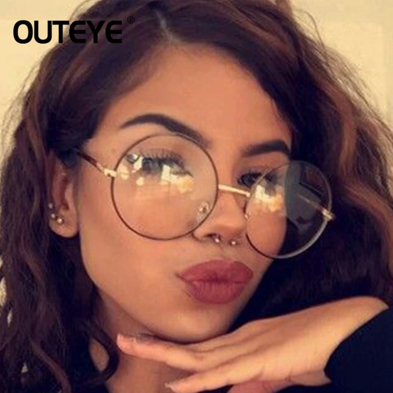 OUTEYE Новый Для мужчин женщин круглые очки с прозрачными линзами Мужская Ретро Nerd