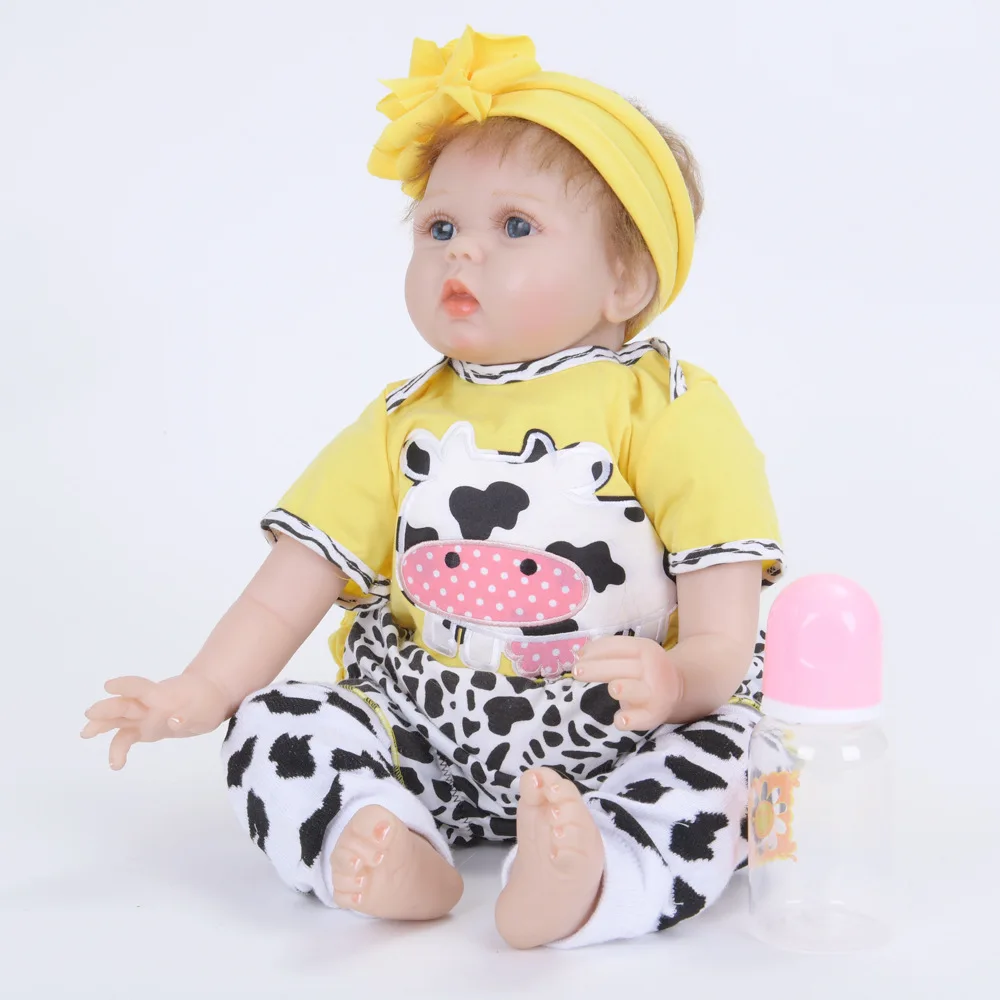 

22" 55cm Alive Baby Soft Cloth Body Reborn Doll Baby Girl Boy House Play Princess Birthday Gift Action Figure Toys