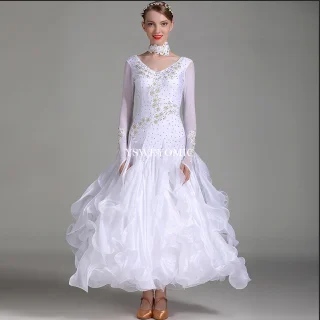 white Красный зеленый Junior высокое качество Quickstep Бальные платья профессиональный конкурс Вальс Танго Бальные платья для женщин - Цвет: white