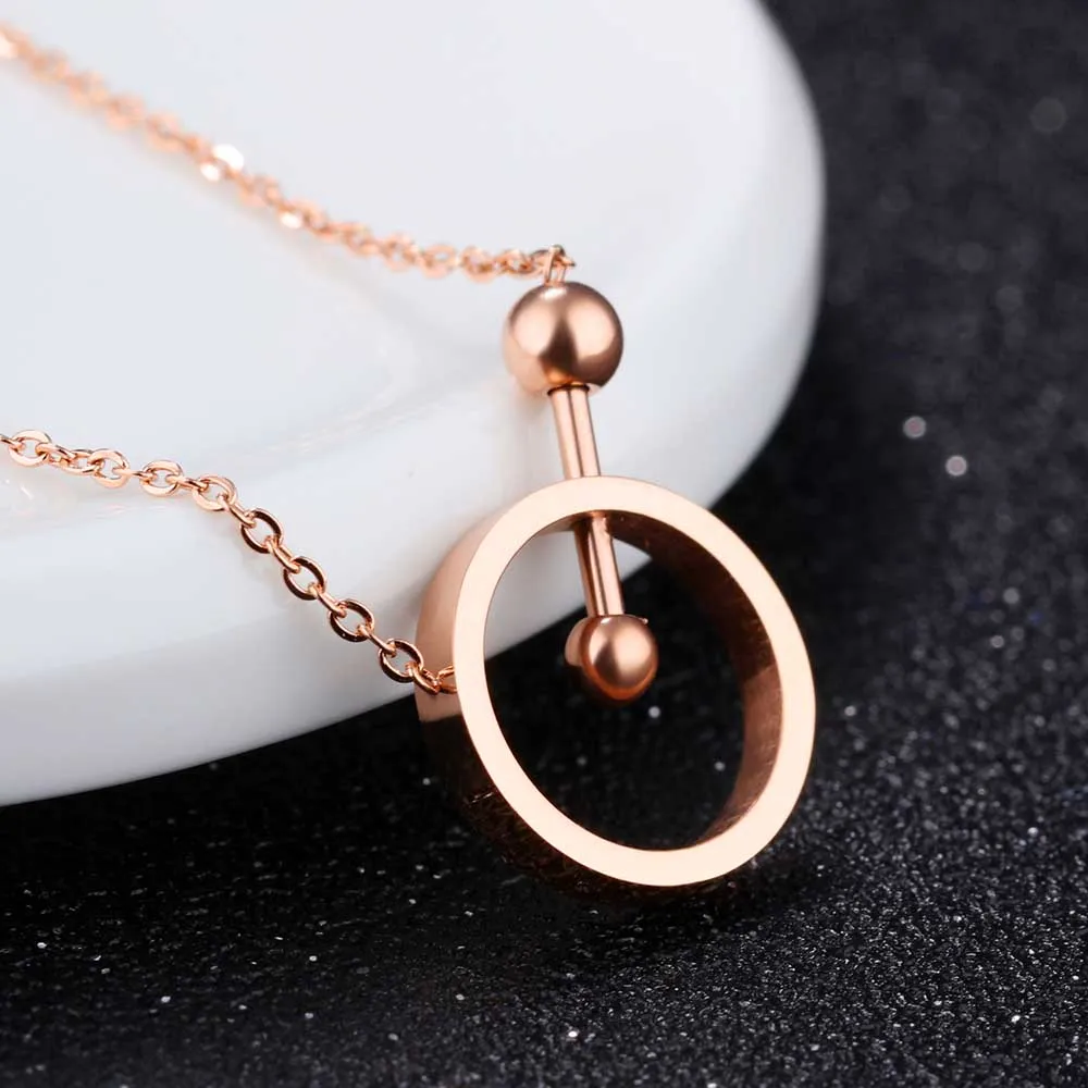 Женское Ожерелье из титановой стали под розовое золото|ball necklace|rose goldrose gold chain |
