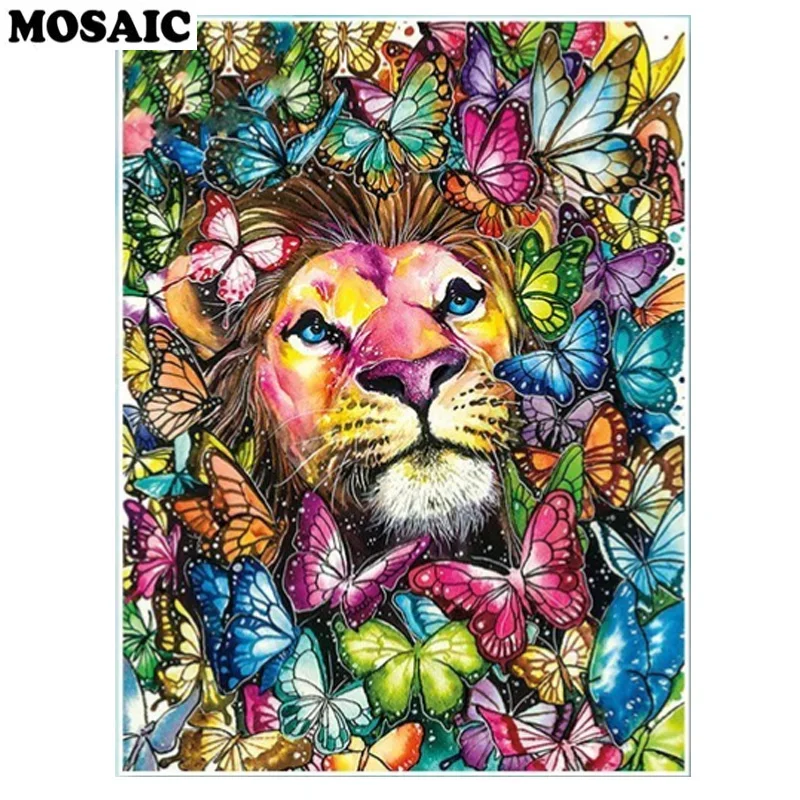

30x40 Diamond Painting colorful lion Full Drill Square/Round Diamond Embroidery Animal Kits Handmade butterfly Room Decoration